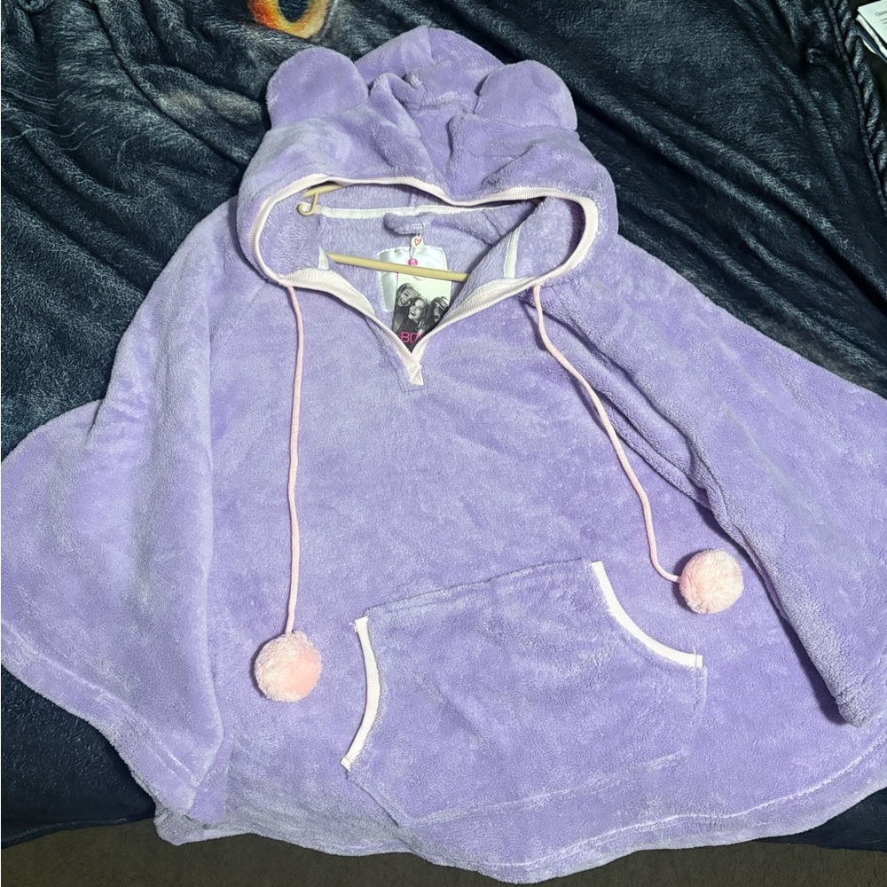 Cozy Purple Kids Hooded Poncho